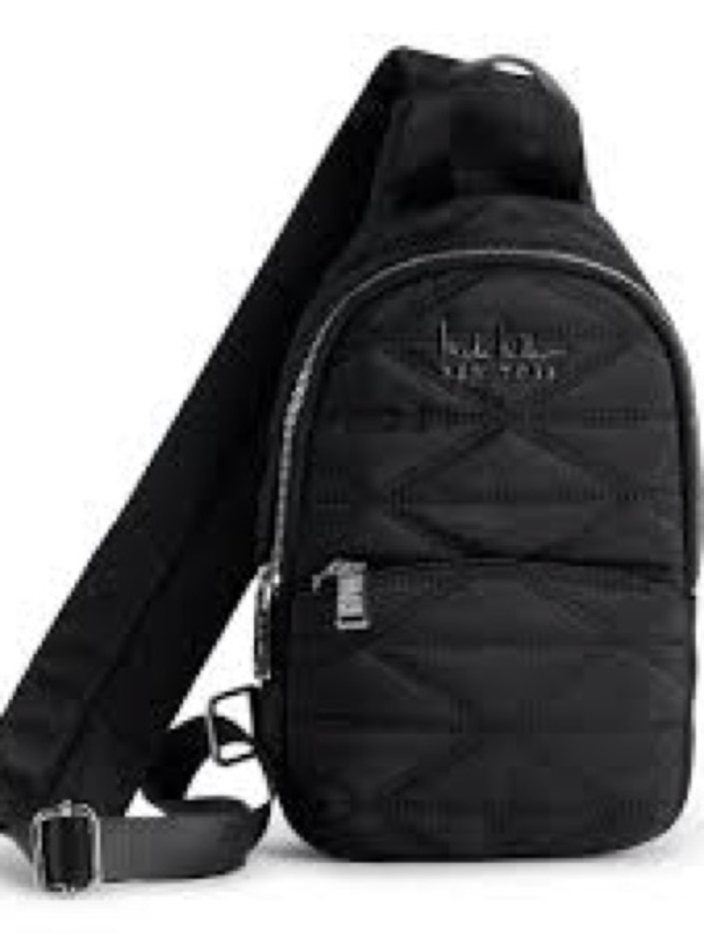Nicole Miller Black Quilted Crossbody Sling Bag